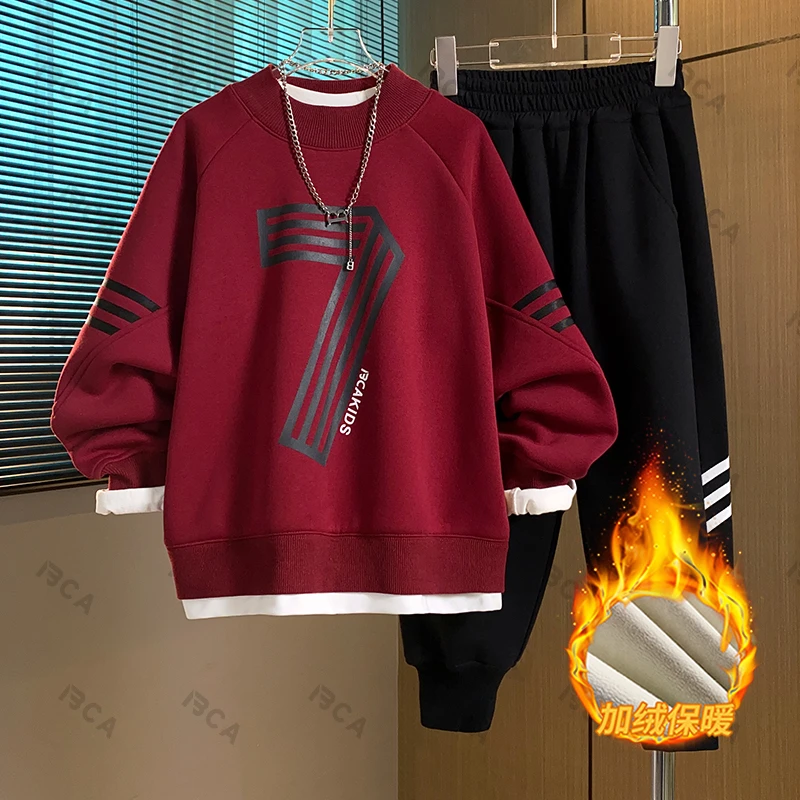 【BCA】中大童 青少年冬季加绒数字7套装DF-套装2689