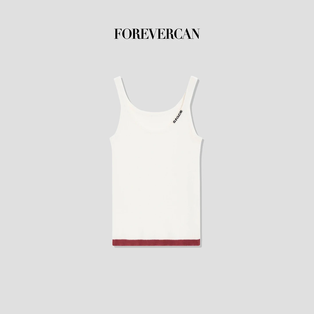 FOREVERCAN“纽约晨曦”客定美丽诺羊毛撞色叠搭吊带背心上衣MY4095