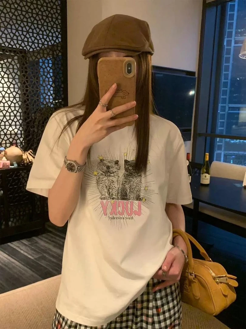 阿悄家 夏季新款 LUCKY小猫短袖#1061