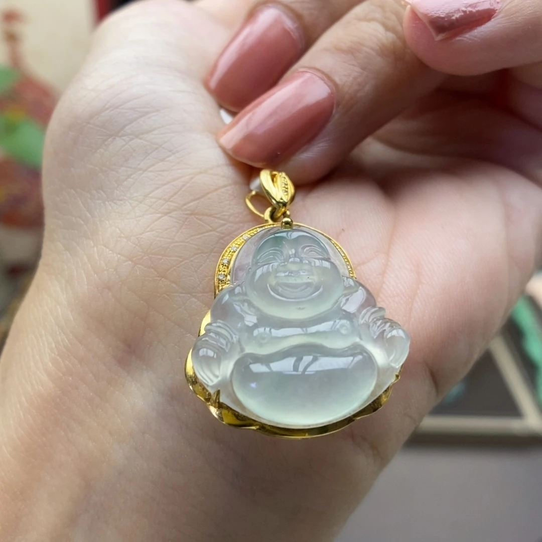 翡翠18K金镶嵌颈饰吊坠49