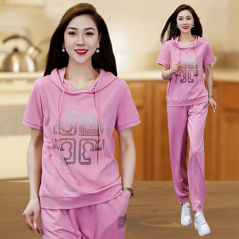 减龄气质夏季薄款两件套大码休闲显瘦韩版宽松夏装休闲运动套装女