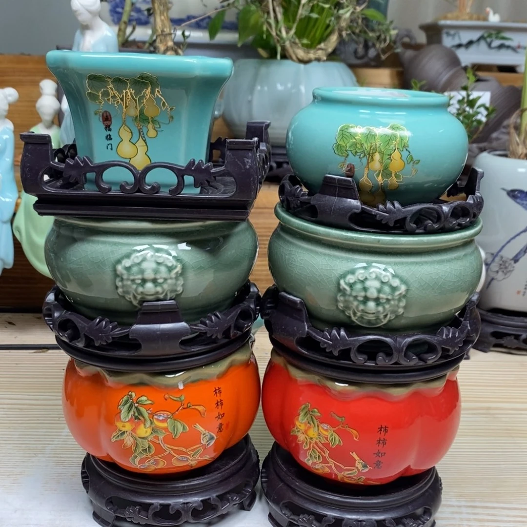 紫砂陶瓷艺术花盆陶瓷