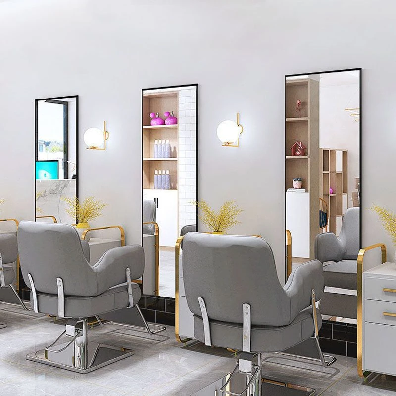 挂墙发廊带灯镜镜台镜子网红壁挂式美发落地LED镜专用单面理发店