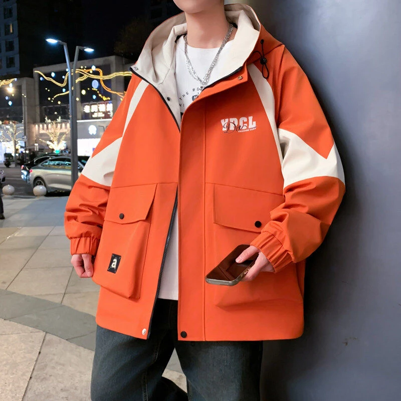 2025春季新款男生宽松休闲港风连帽外套学生大童潮流帅气百搭夹克