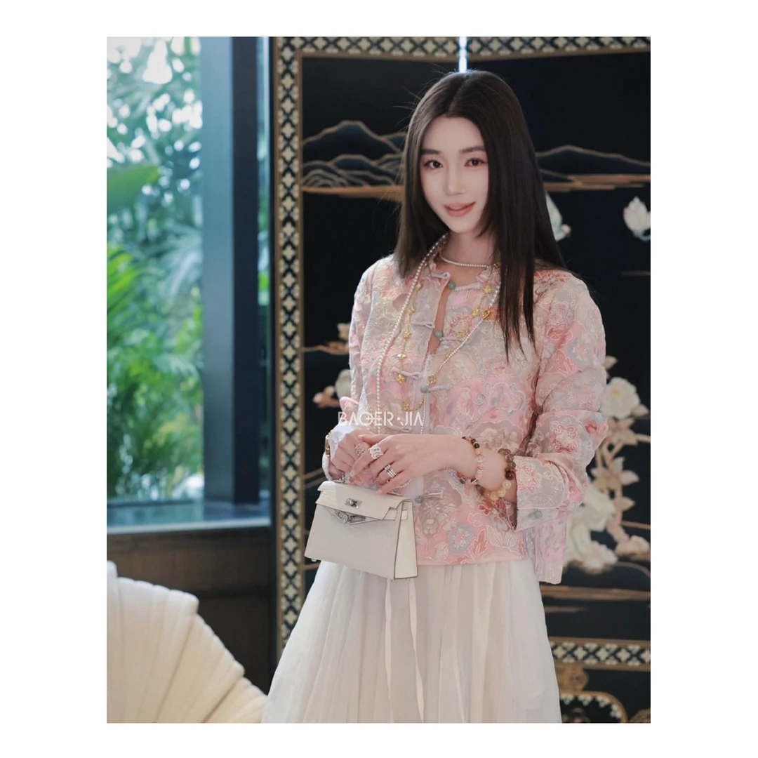 26-【倾国倾城】宝儿家含幂BA124525103春夏国潮风牡丹刺绣盘扣上衣