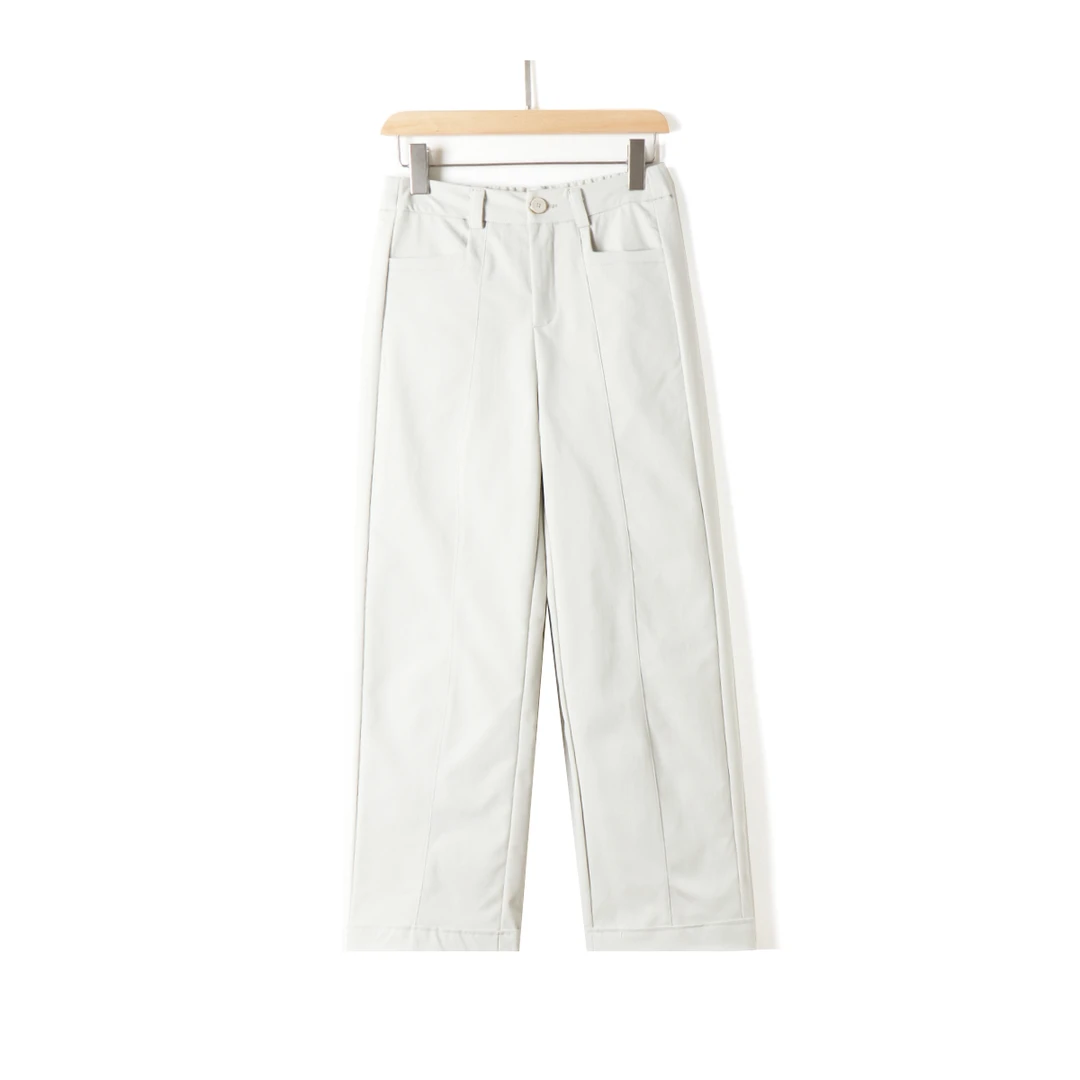 MINGSIKA/名斯卡【新新】时尚百搭复古简约加绒纯色鹅绒裤F888