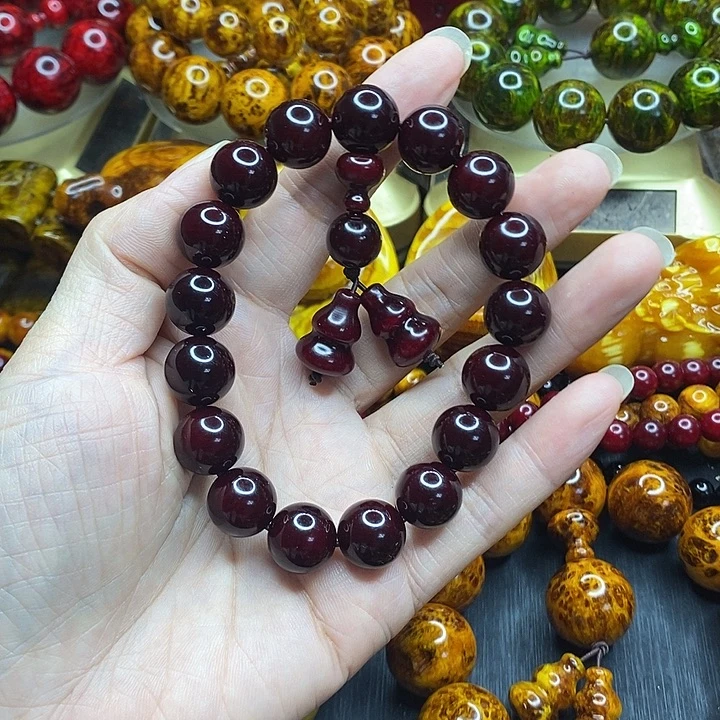 松木琥珀木文玩手串