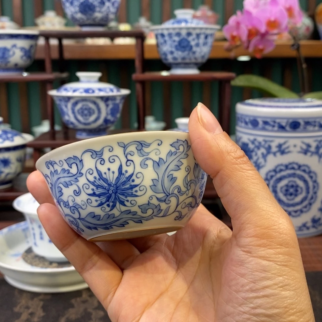 手工陶瓷柴窑凤尾花杯