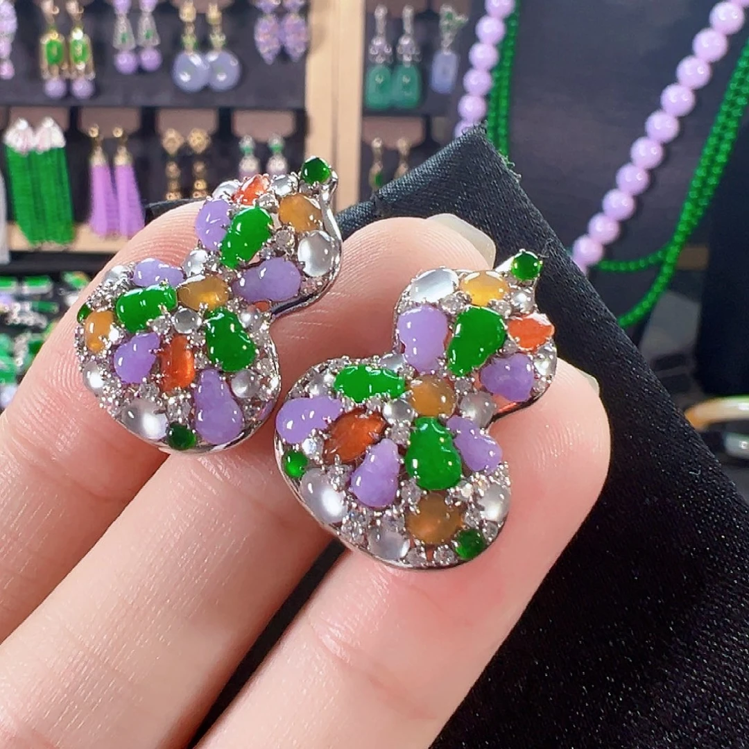 翡翠18K金镶嵌耳饰签收后24小时鉴赏期