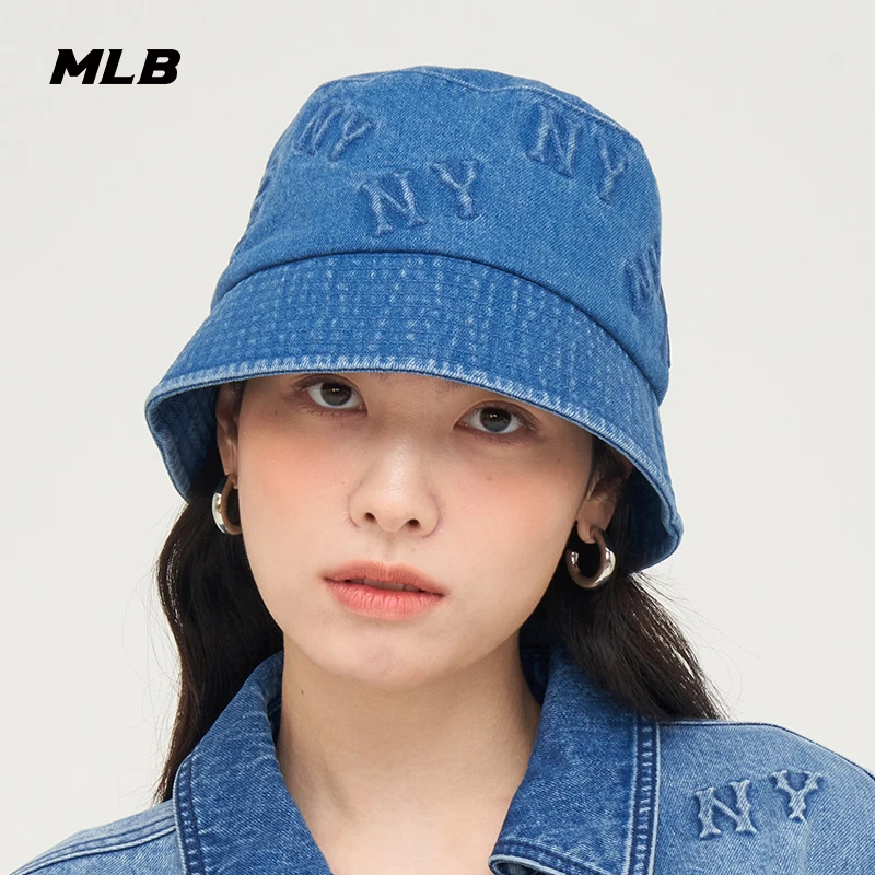 MLB官方 男女情侣老花牛仔平顶渔夫帽时尚遮阳帽春夏HTDP1