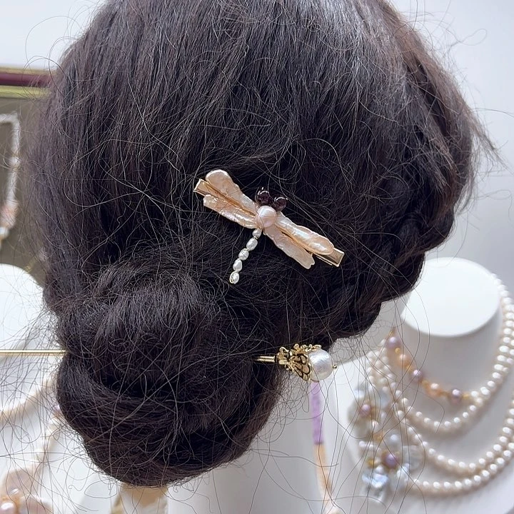 淡水珍珠发饰银S925镶嵌