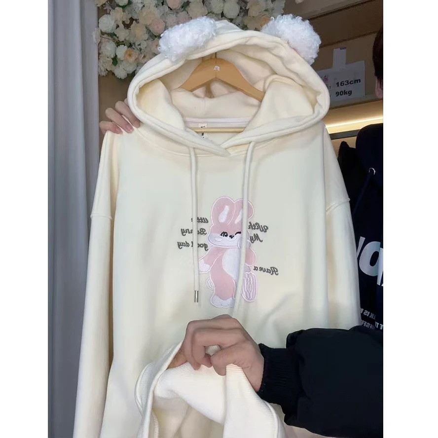 【JL-40】2025季新款百搭宽松慵懒风连帽卫衣女