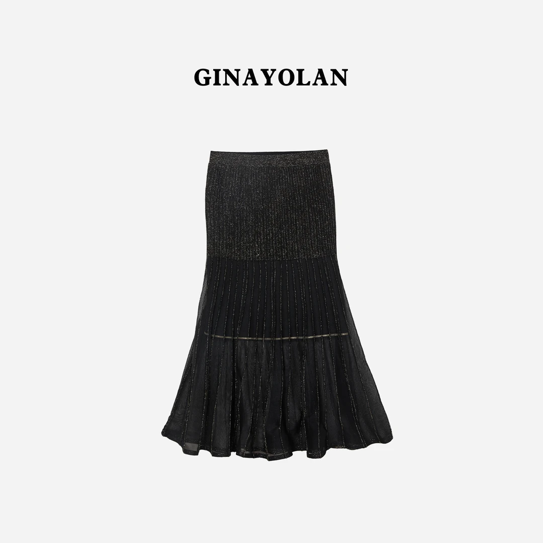 GINAYOLAN/ 瑾颜 | 意大利进口亮闪纱气质时尚针织半裙
