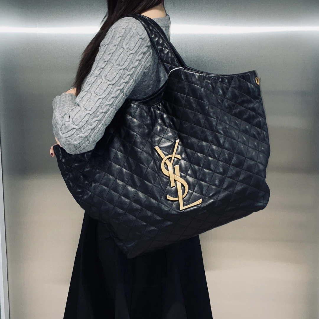 95新 YSL/圣罗兰 圣罗兰单肩Icare黑金菱格包