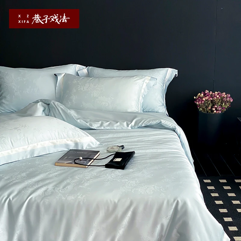 巷子戏法80支兰精天丝棉A类四件套莱赛尔长绒棉凉感轻奢被套床单