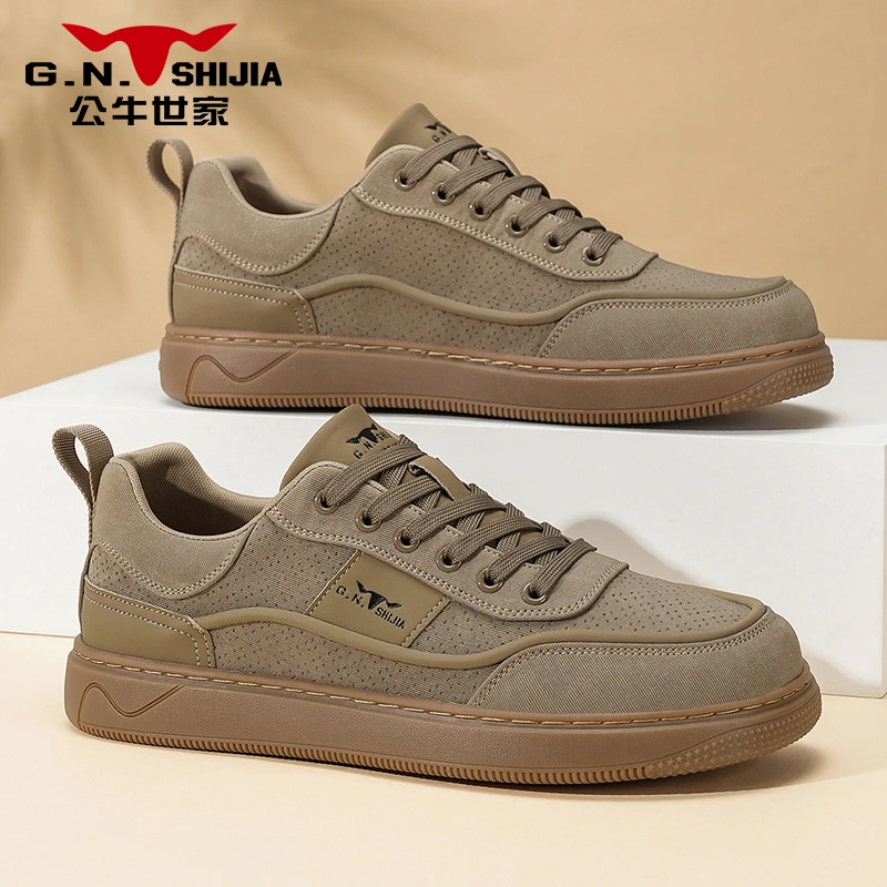 公牛世家夏季新款时尚潮流百搭帆布透气网眼板鞋休闲厚底增高潮鞋商品图