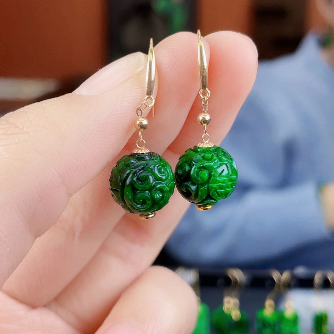 翡翠18K金镶嵌耳饰