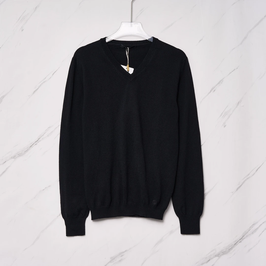 全新未使用 GUCCI/古驰 Gucci男士双G刺绣羊绒针织衫休闲时尚