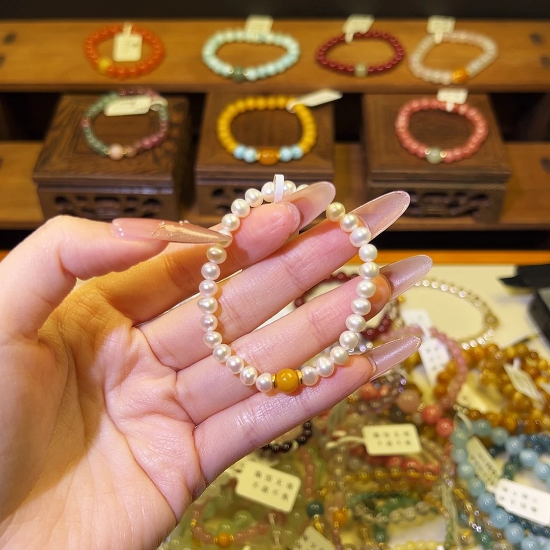 水晶手链银S925镶嵌珍珠196