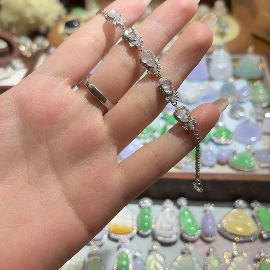 T***G翡翠银S925镶嵌手链77