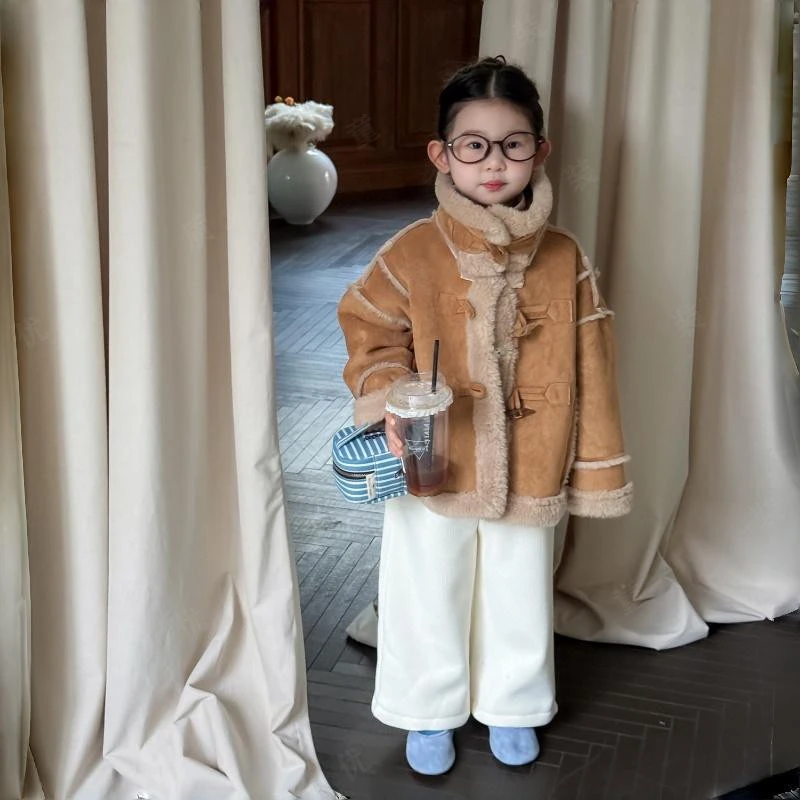 巴拉开门女童外套秋冬装2025新款洋气儿童加绒加厚上衣小