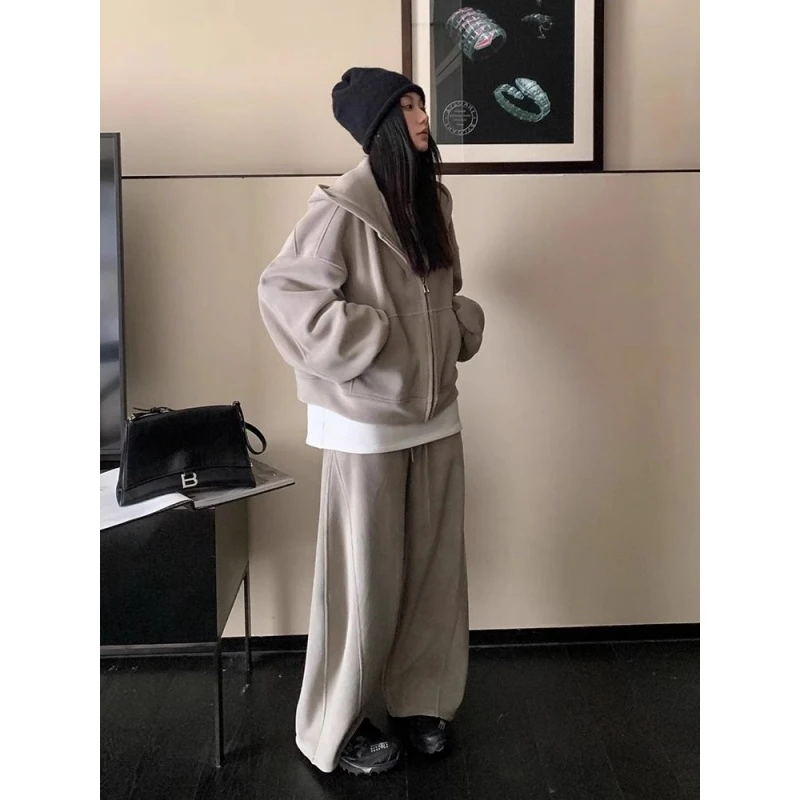 现货+运费险/韩版时尚宽松休闲运动套装女秋冬加绒卫衣卫裤两件套