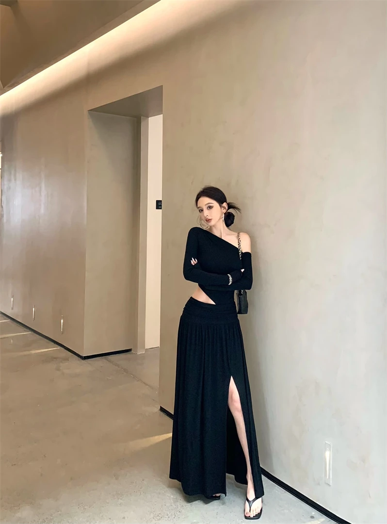 新款设计感气质辣妹镂空修身显瘦连衣裙#22702