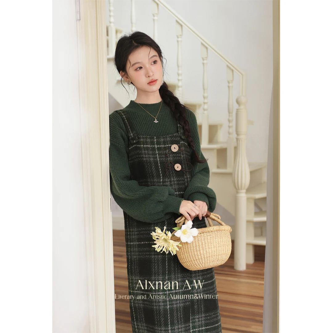 【粉丝福利】鹿向南「复古格调」毛衣连衣裙新款连衣裙套装L52596