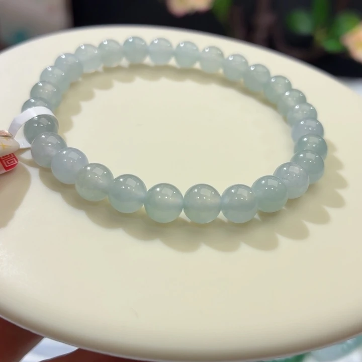 翡翠未镶嵌手链冰胶蓝紫卡6.8