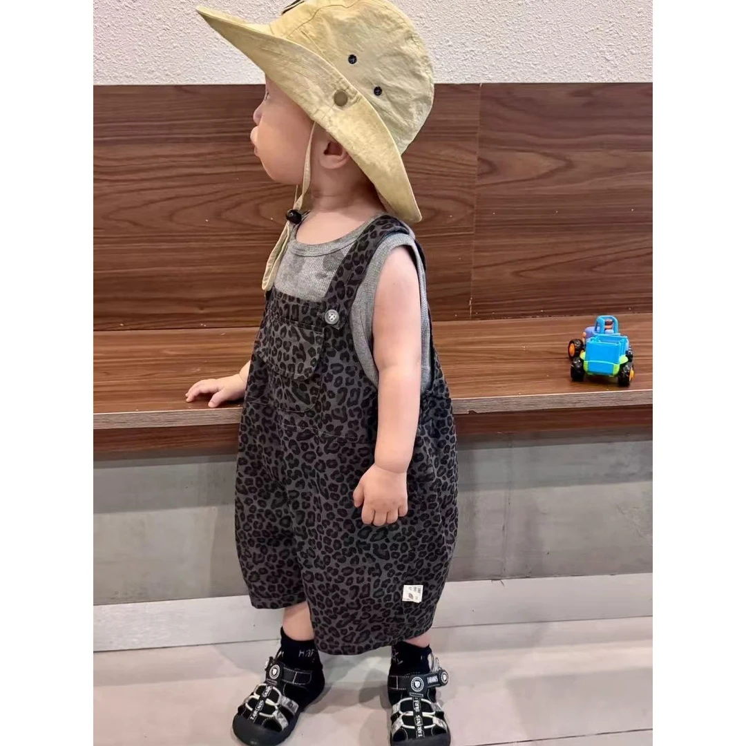 巴拉巴拉云朵儿童豹纹背带裤套装宝宝夏季新款时髦洋气婴儿背心两