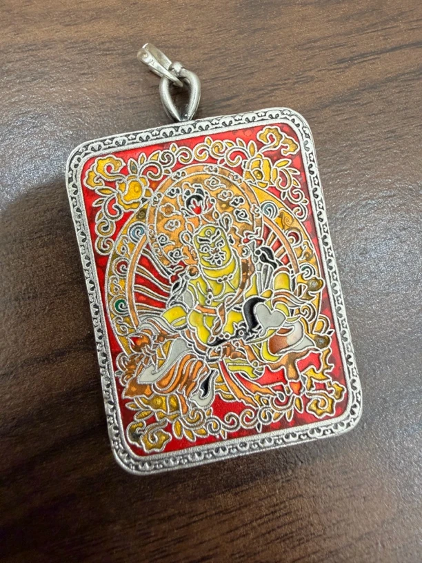 足银银制品 足银999黄财神高温珐琅彩38.5g