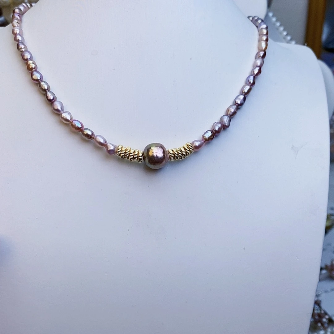 淡水珍珠颈饰银S925镶嵌