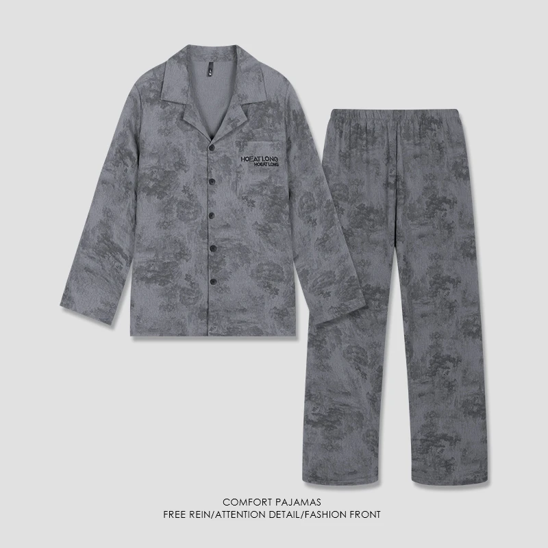 睡衣男2025年新款长袖长裤春秋款可外穿宽松大码男士家居服两件套