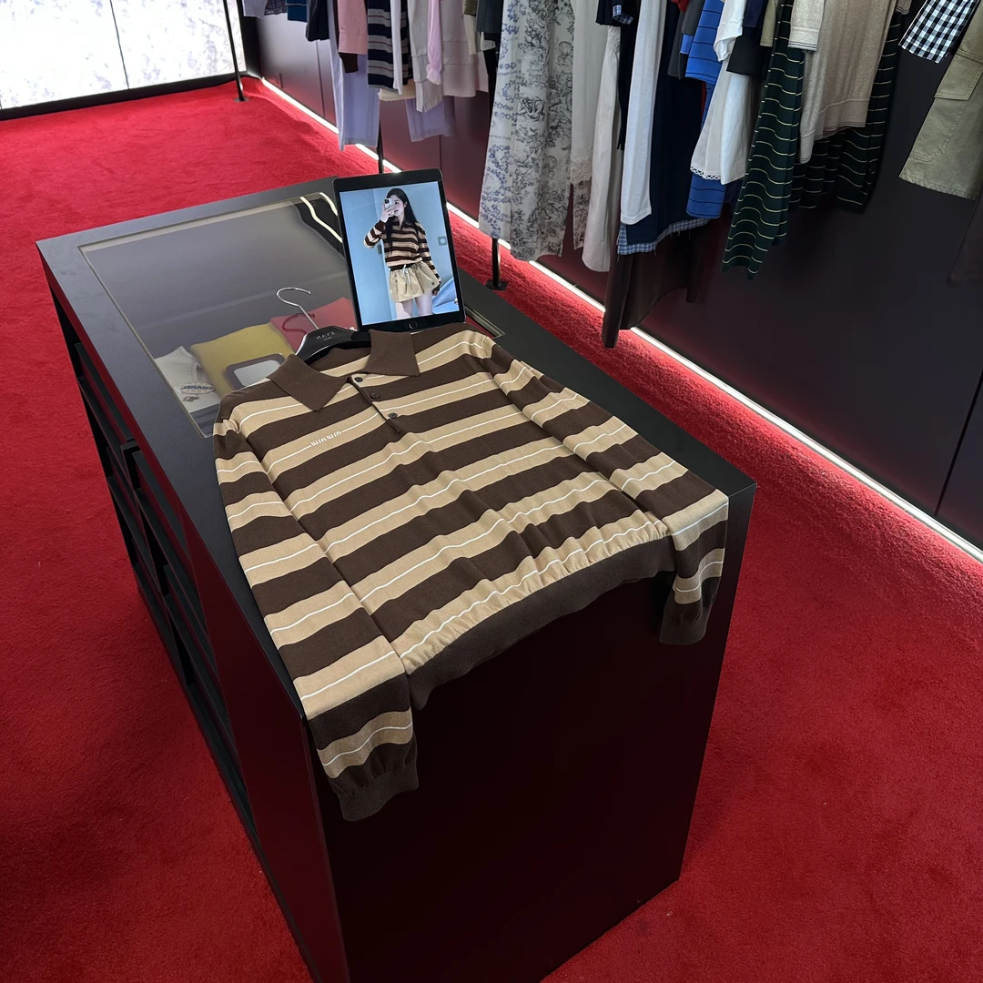 A232【M家】高版本25n春季新款字母徽标条纹翻领长袖针织polo衫