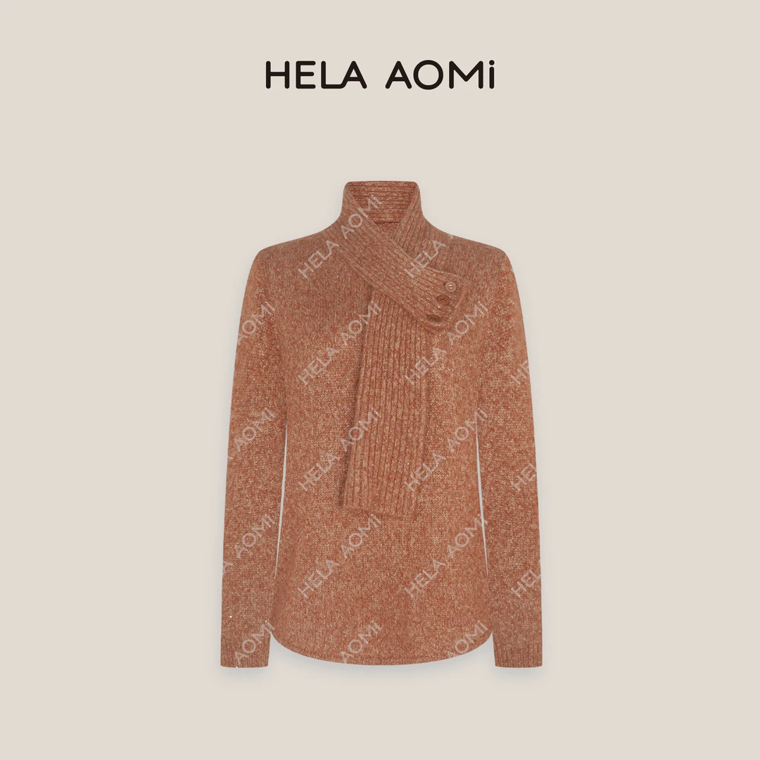 HELA AOMI“进口纱.围巾毛衣”绵羊毛山羊绒桑蚕丝针织衫CY5CC33404