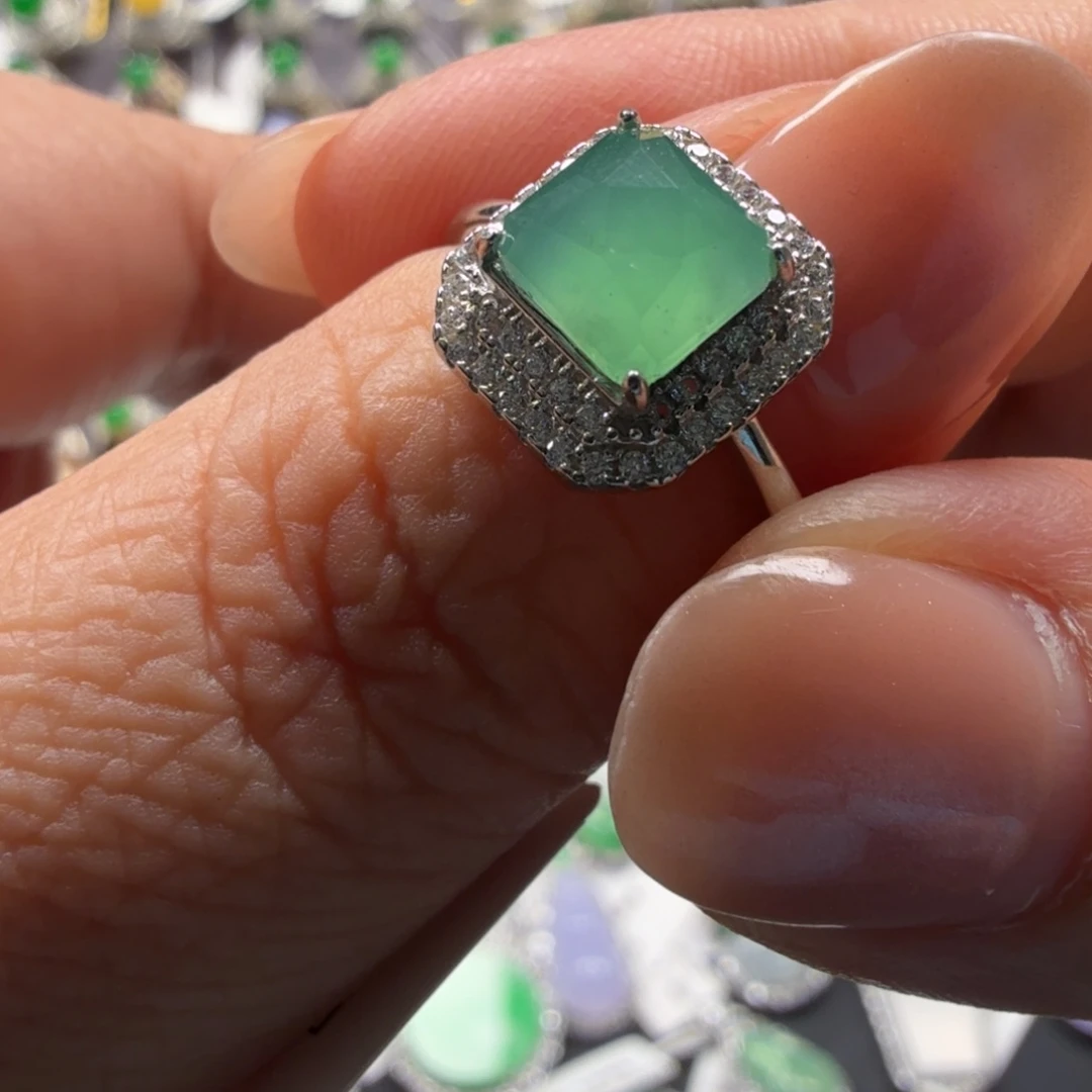 翡翠银S925镶嵌戒指65