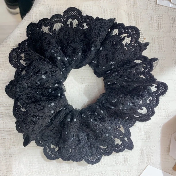 A460黑色蕾丝波点肠圈