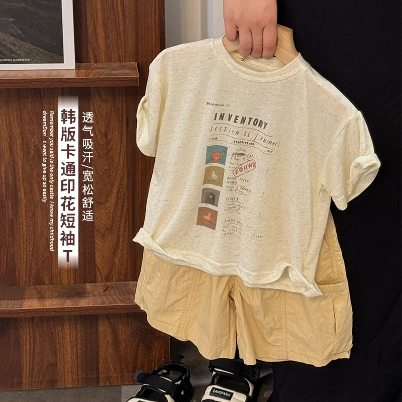 《定制爆款》韩版男童女童潮酷圆领字母T恤25XL1076夏潮酷儿童半袖