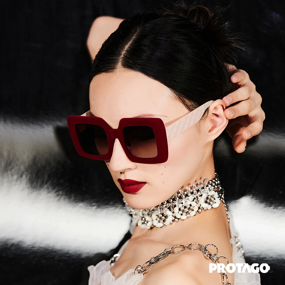 PROTAGO限量版红丝绒椭圆大框压纹防紫外线墨镜Ruby 13A商品图