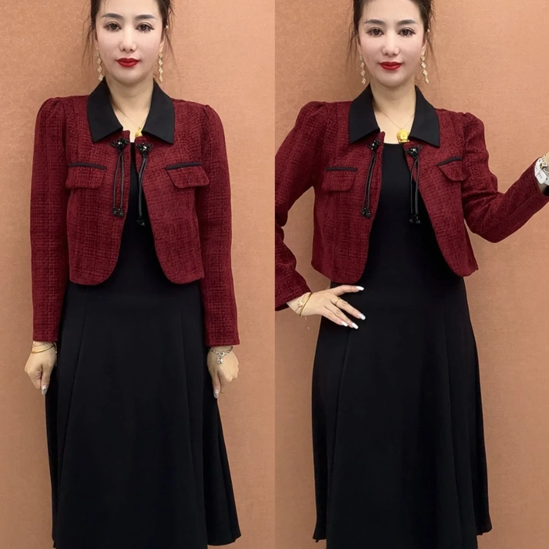 时尚洋气减龄显瘦连衣裙两件套