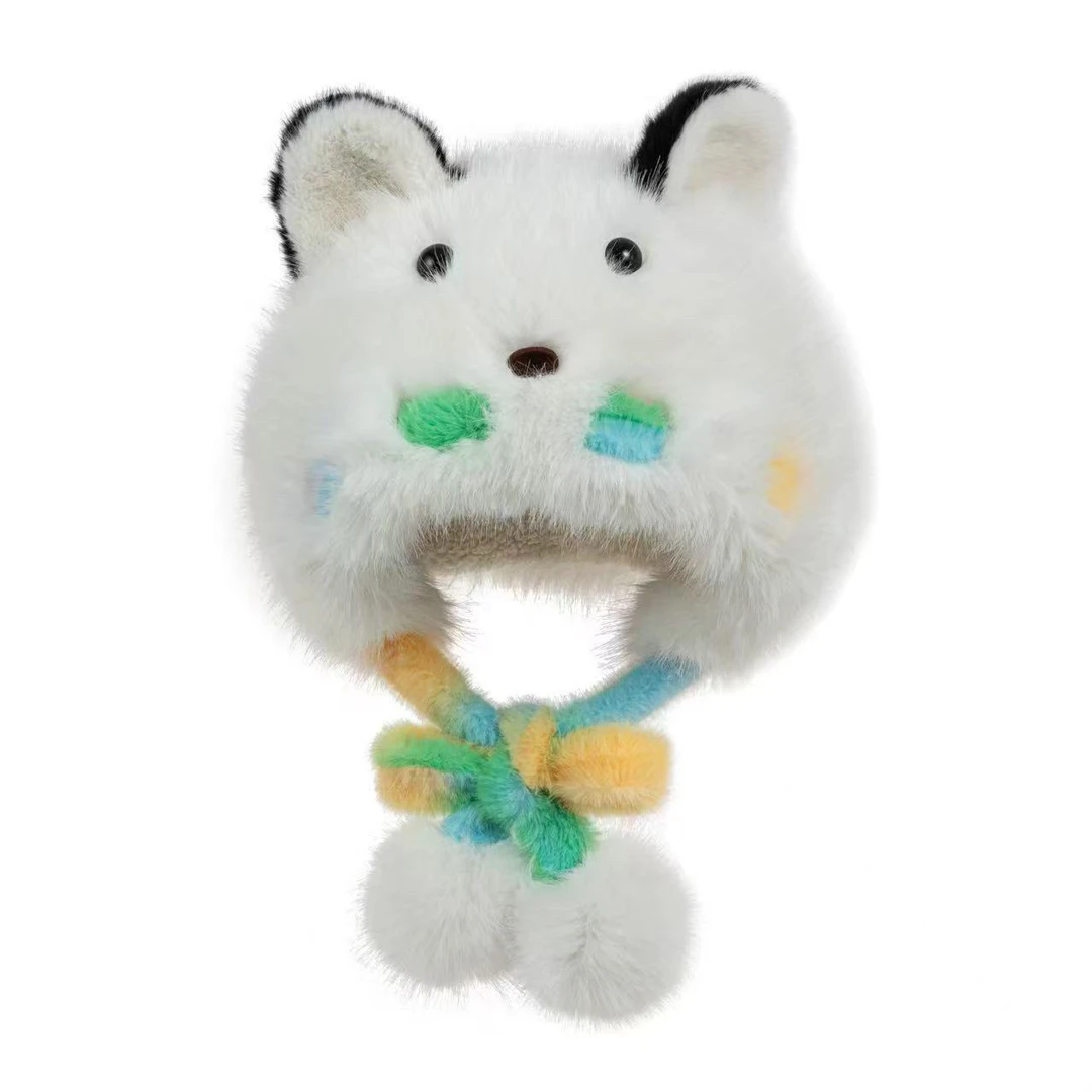 女士冬季可爱猫咪耳朵毛绒加厚保暖显脸小百搭雷锋帽