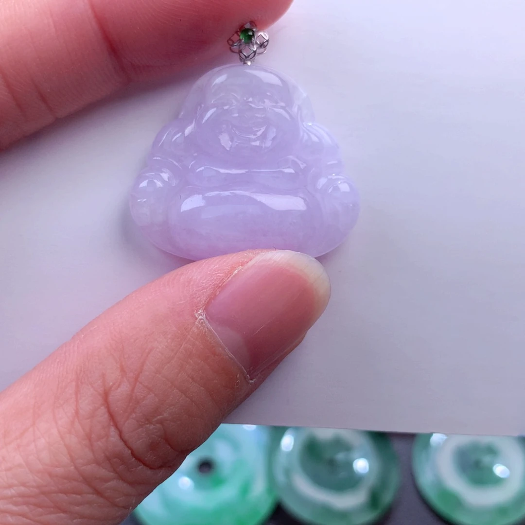 翡翠吊坠(不含链)18K金镶嵌