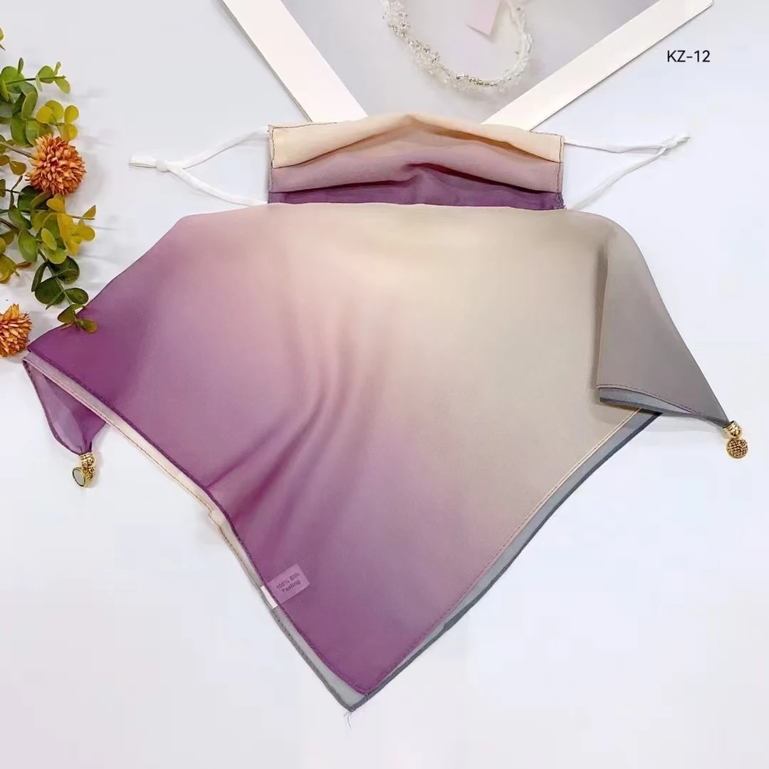 【紫霞】薯莨纱清新透气清爽防晒重磅国风面罩丝巾磁吸扣百搭-K21