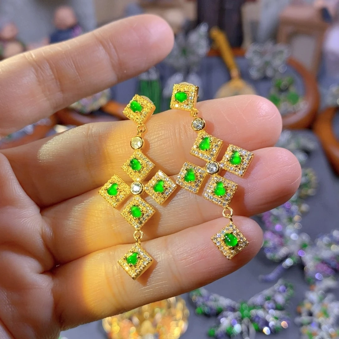 吊坠(不含链)银S925镶嵌翡翠