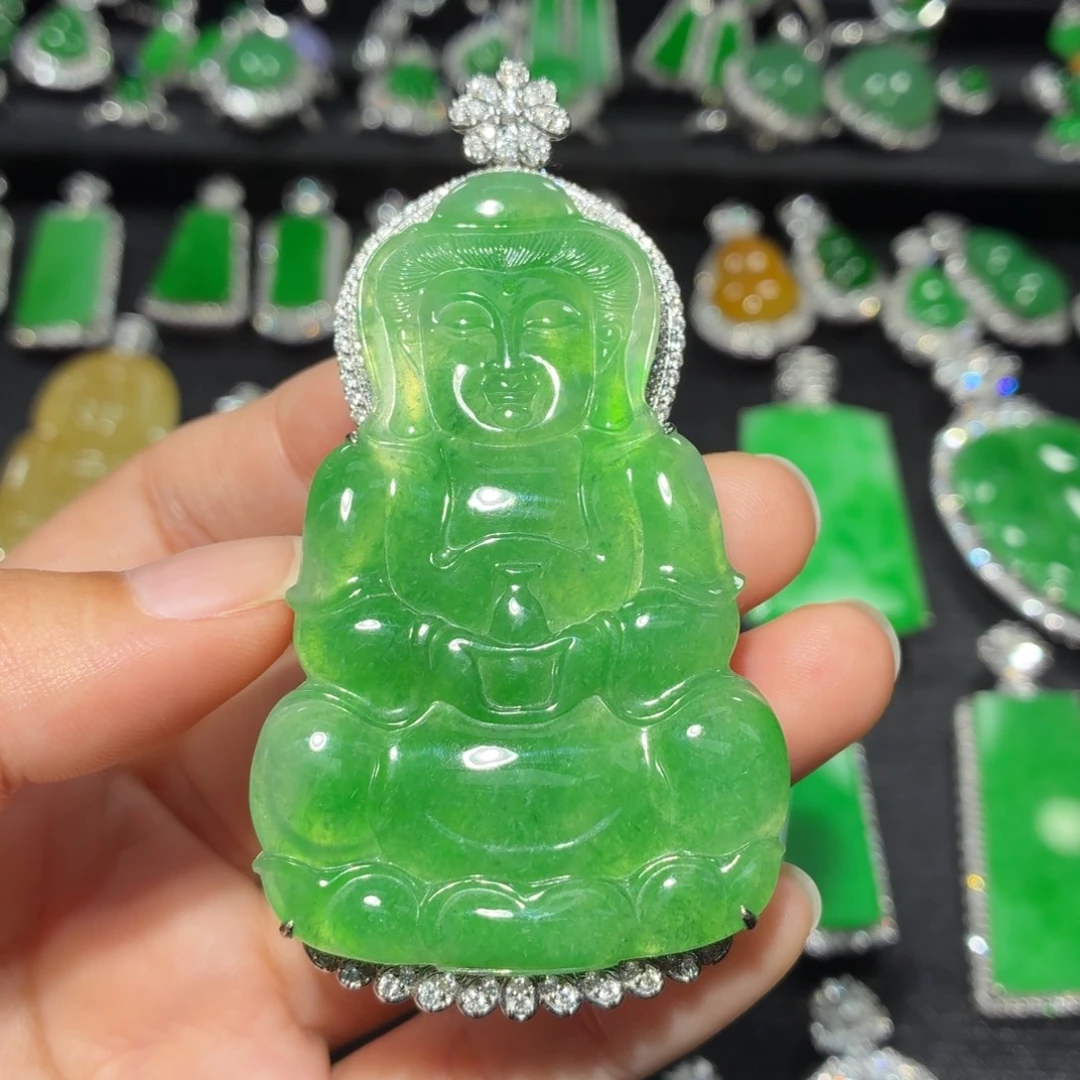 翡翠18K金镶嵌吊坠(不含链)198号