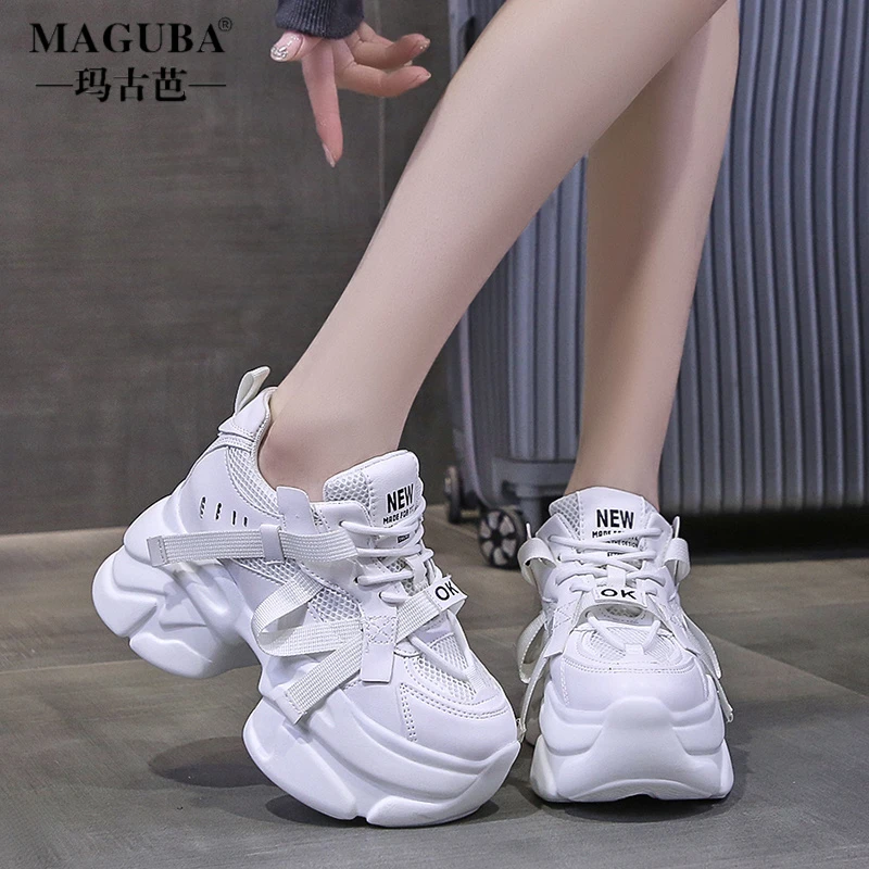 MAGUBA/玛古芭老爹鞋夏季新款网面透气女鞋百搭增高厚底显脚小休