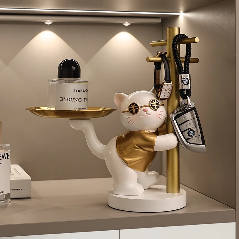贝汉美招财猫玄关钥匙收纳摆件入户搬家礼物家居装饰乔迁