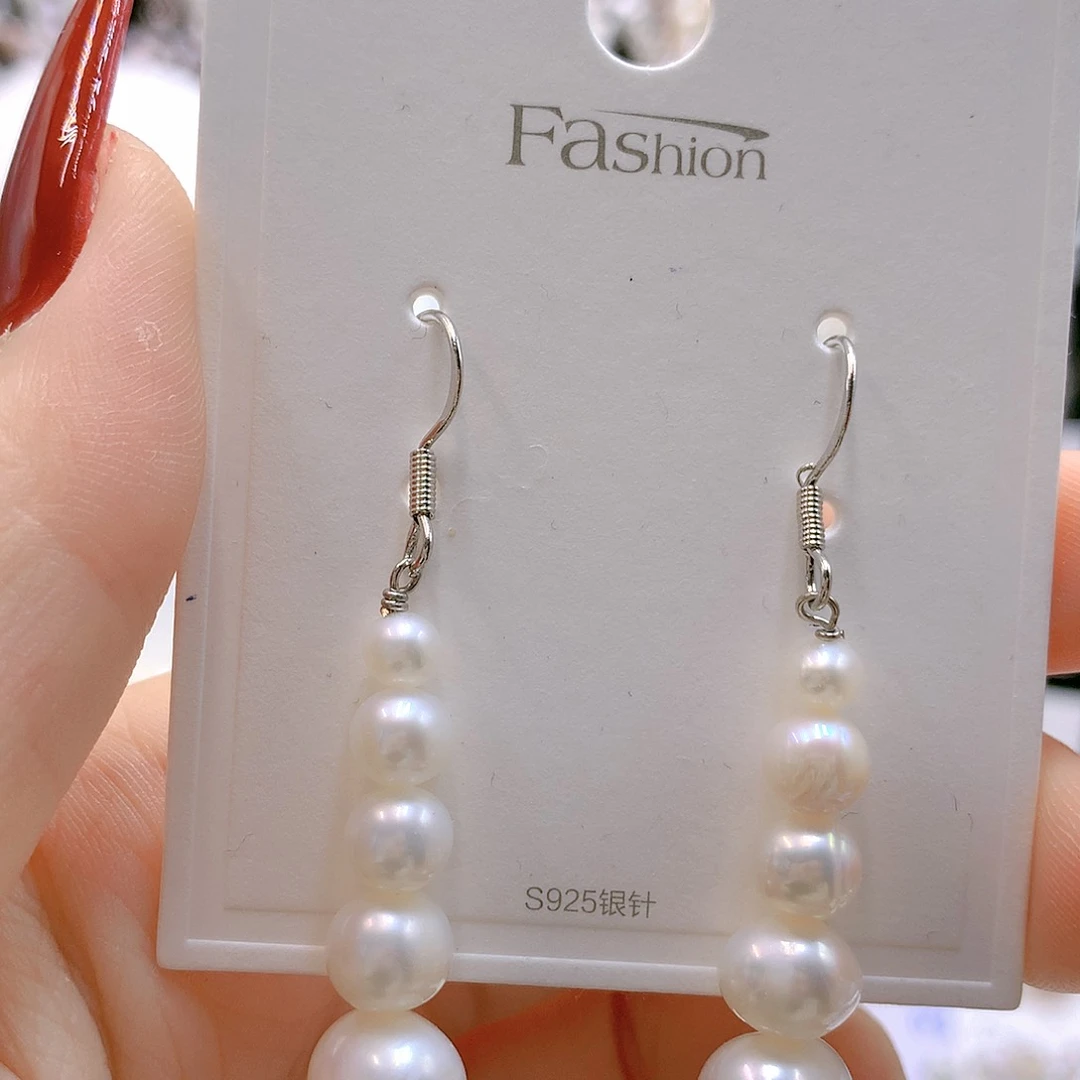 银S925镶嵌耳饰淡水珍珠