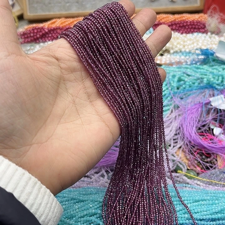 玛瑙/玉髓珠宝半成品未镶嵌一条2mm紫牙乌石榴石刻面