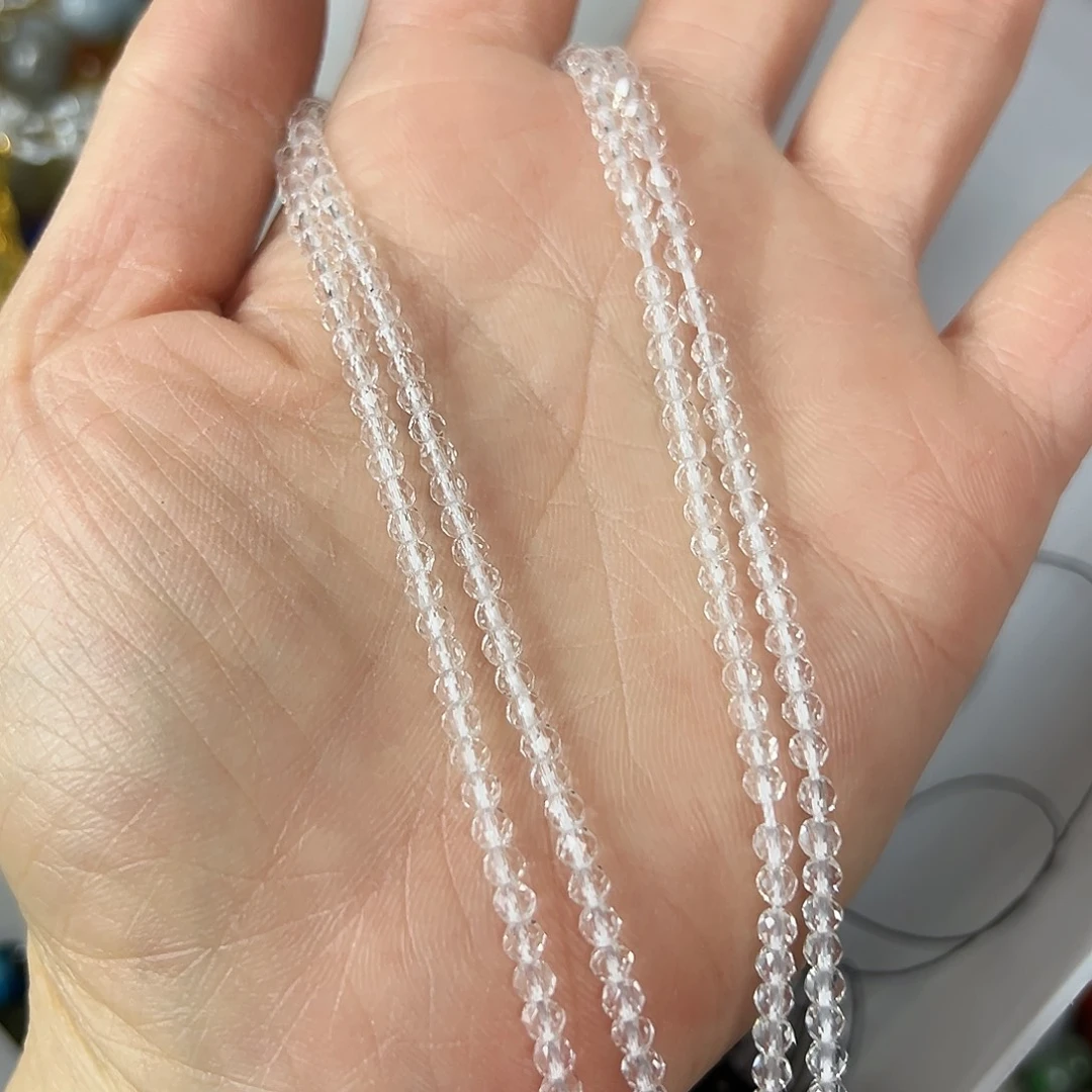 玛瑙/玉髓未镶嵌珠宝半成品，卡3白水晶2条